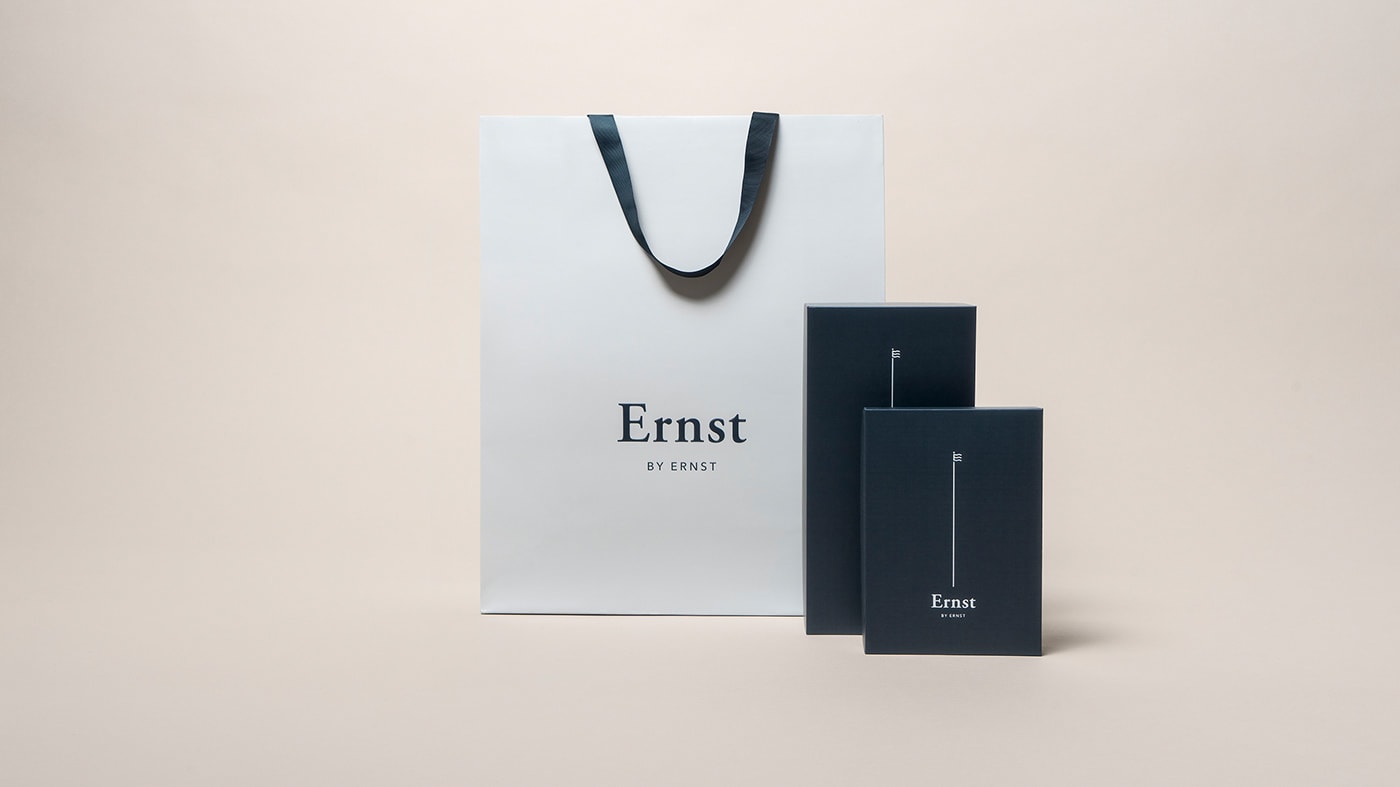 Ernst挪威經典優雅男裝品牌VI設計和包裝設計，服裝VI設計，服裝包裝設計，深圳VI設計，左右格局